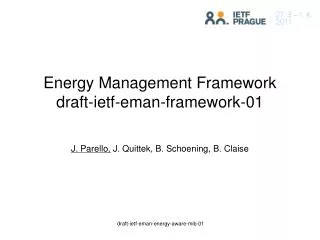 Energy Management Framework draft-ietf-eman-framework-01