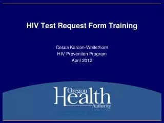 HIV Test Request Form Training