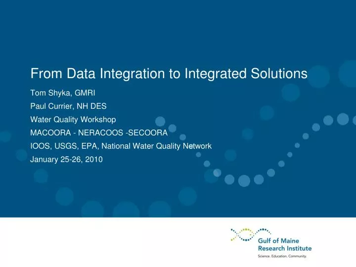 from data integration to integrated solutions