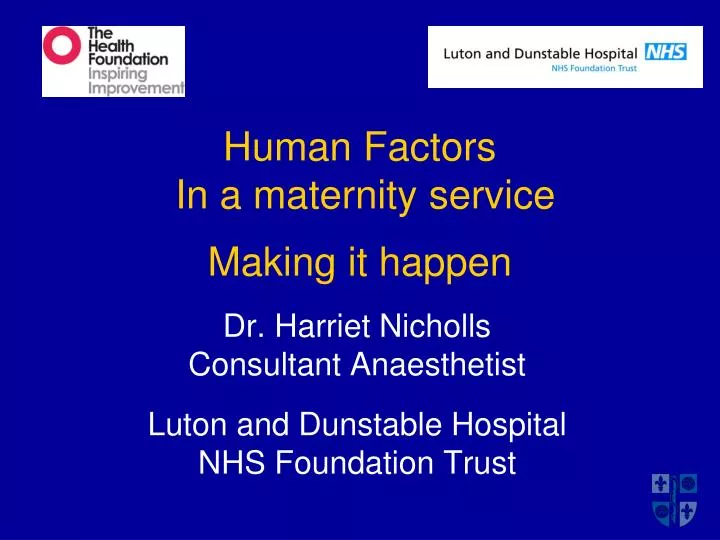 human factors in a maternity service making it happen