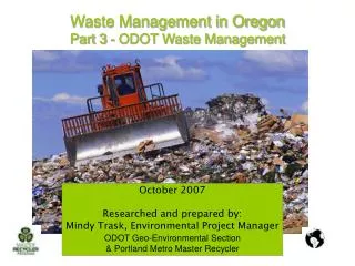 Waste Management in Oregon Part 3 - ODOT Waste Management
