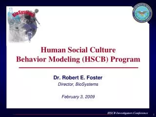 Human Social Culture Behavior Modeling (HSCB) Program