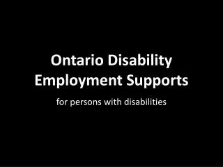 Ontario Disability Employment Supports