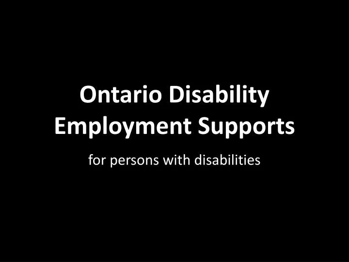 ontario disability employment supports