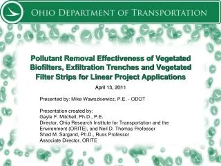 April 13, 2011 Presented by: Mike Wawszkiewicz, P.E. - ODOT Presentation created by: