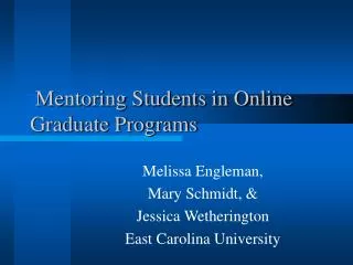 Mentoring Students in Online Graduate Programs