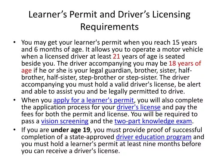 learner s permit and driver s licensing requirements