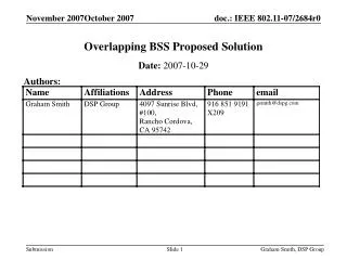 Overlapping BSS Proposed Solution