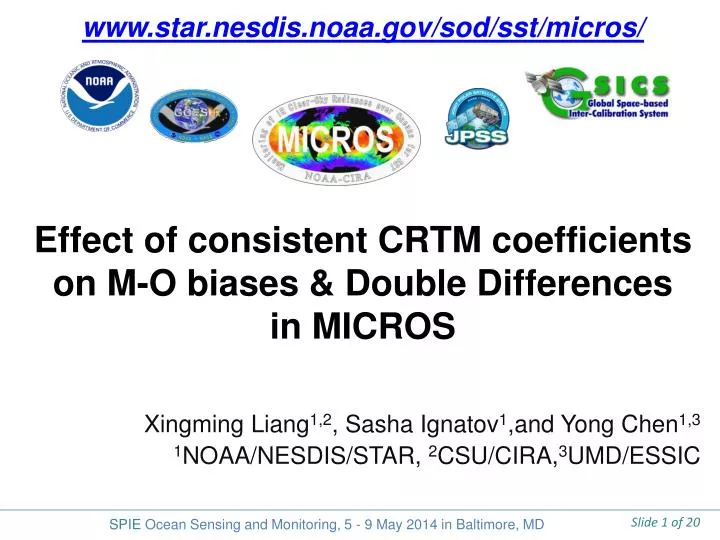 effect of consistent crtm coefficients on m o biases double differences in micros
