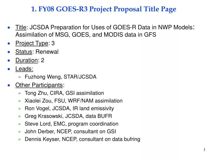 1 fy08 goes r3 project proposal title page