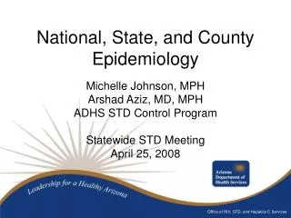 National, State, and County Epidemiology