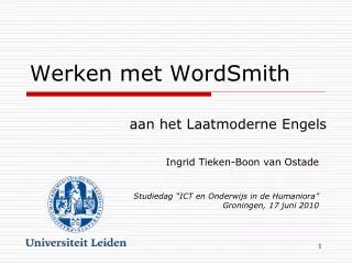 Werken met WordSmith