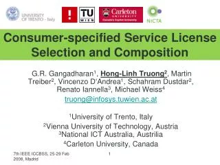 Consumer-specified Service License Selection and Composition