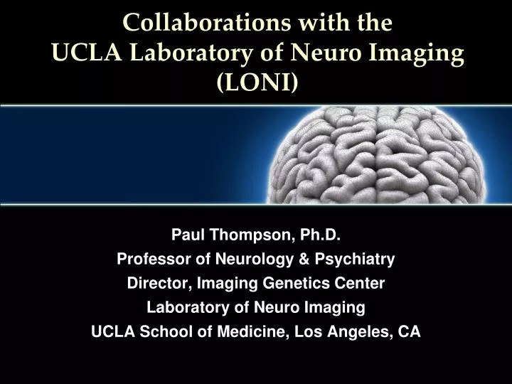 collaborations with the ucla laboratory of neuro imaging loni