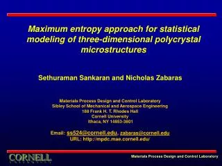 Sethuraman Sankaran and Nicholas Zabaras