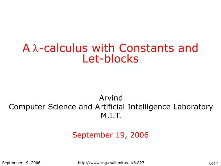 a calculus with constants and let blocks
