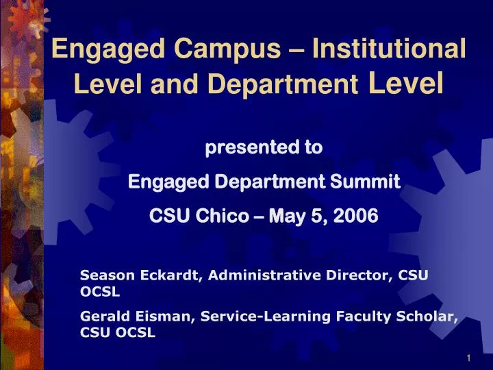 engaged campus institutional level and department level