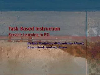 Task-Based Instruction Service Learning in ESL