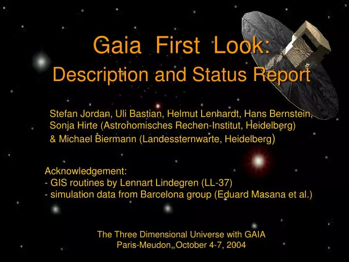 the three dimensional universe with gaia paris meudon october 4 7 2004