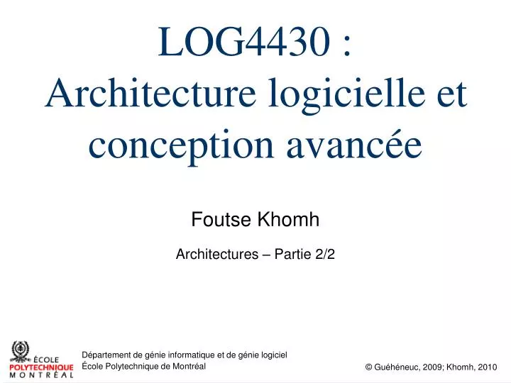 log4430 architecture logicielle et conception avanc e