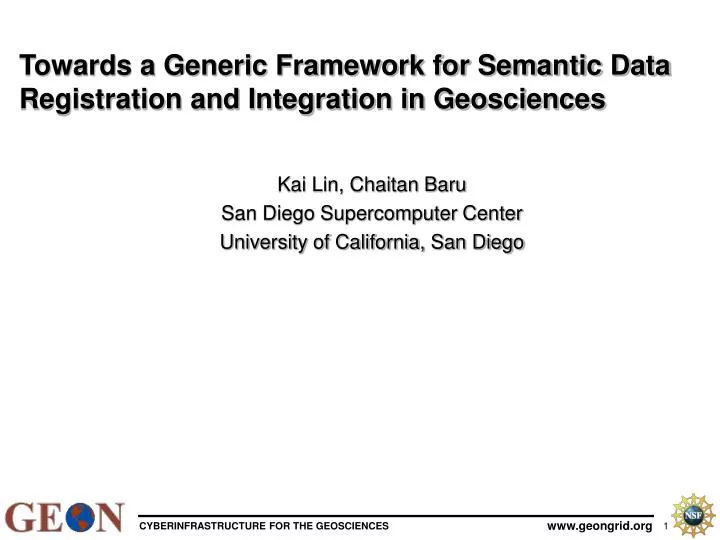 towards a generic framework for semantic data registration and integration in geosciences