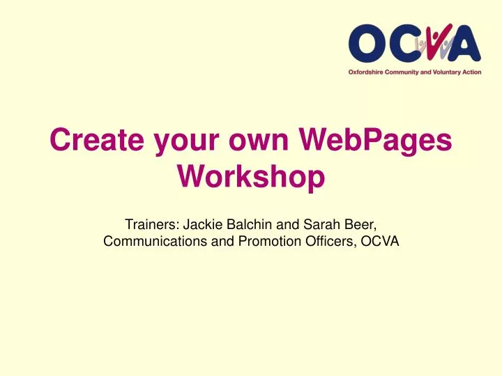 create your own webpages workshop