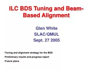 ILC BDS Tuning and Beam-Based Alignment