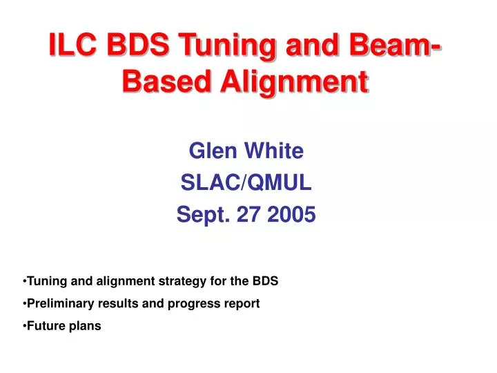 ilc bds tuning and beam based alignment