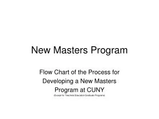New Masters Program