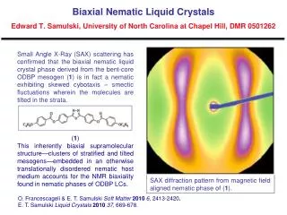 SAX diffraction pattern from magnetic field aligned nematic phase of ( 1 ).