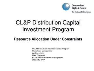 CL&amp;P Distribution Capital Investment Program