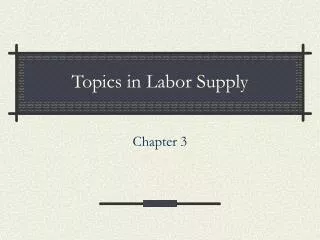 Topics in Labor Supply
