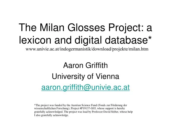 the milan glosses project a lexicon and digital database