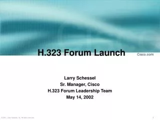 H.323 Forum Launch