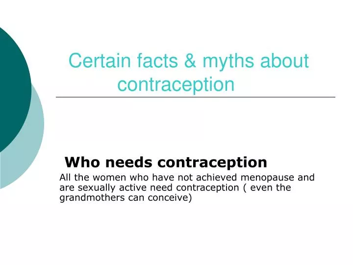 certain facts myths about contraception