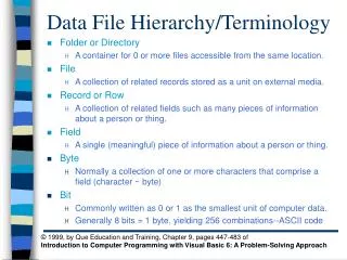 Data File Hierarchy/Terminology