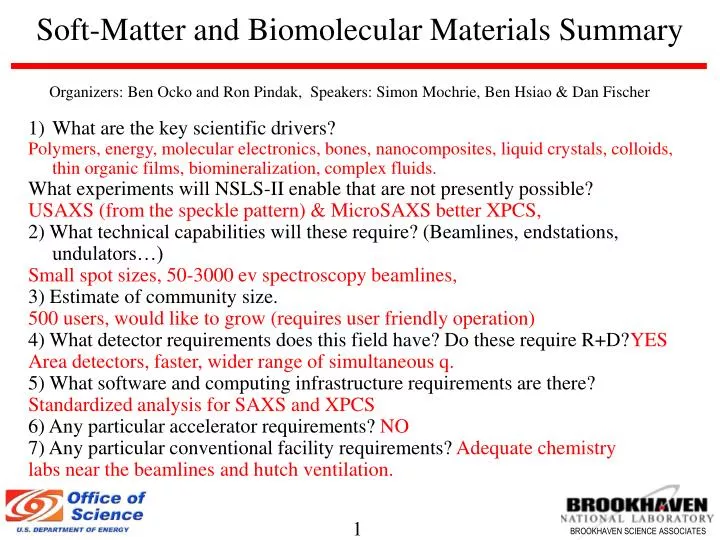 soft matter and biomolecular materials summary