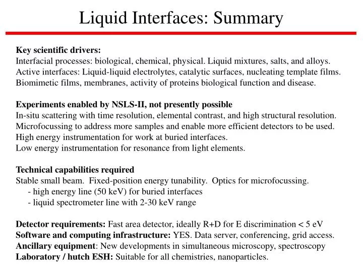 liquid interfaces summary