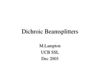 Dichroic Beamsplitters