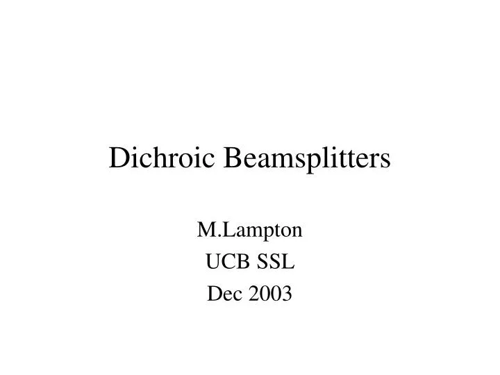 dichroic beamsplitters