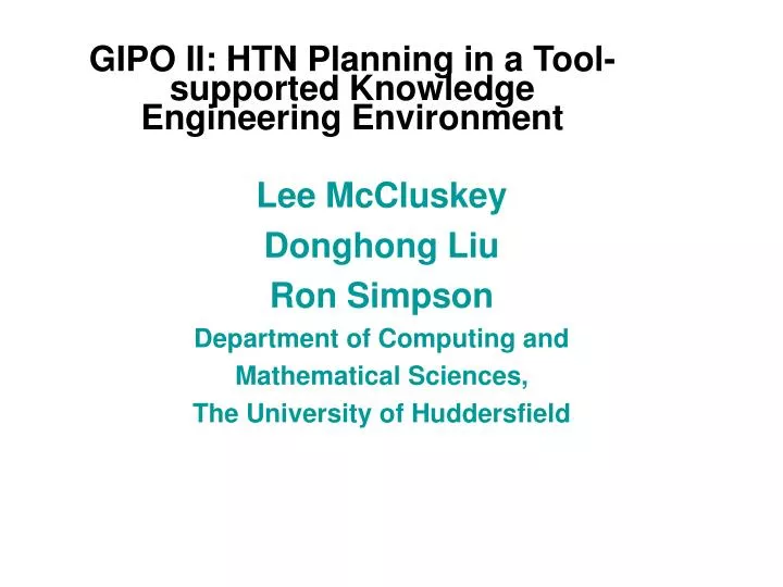 gipo ii htn planning in a tool supported knowledge engineering environment