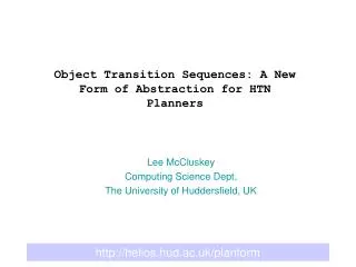 Object Transition Sequences: A New Form of Abstraction for HTN Planners