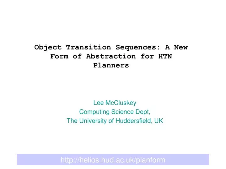 object transition sequences a new form of abstraction for htn planners