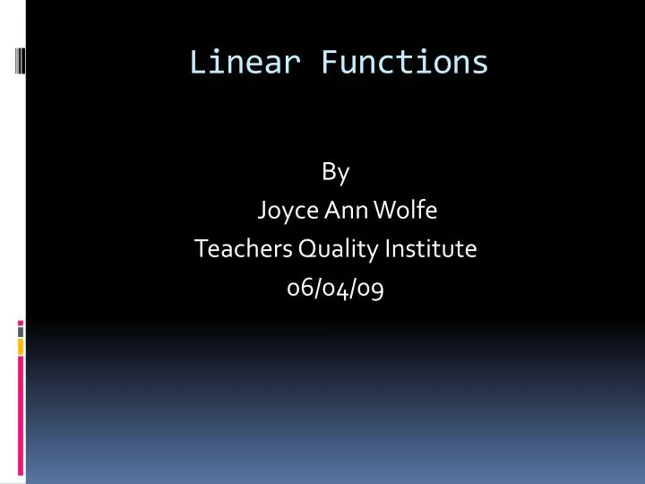 linear functions