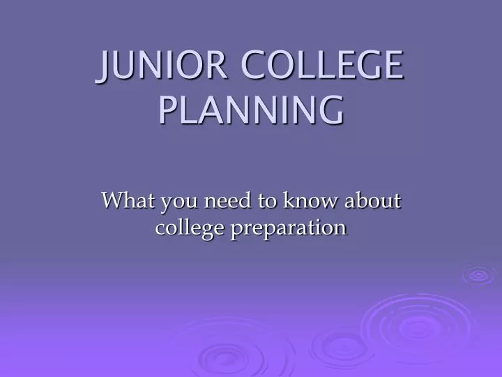 junior college planning