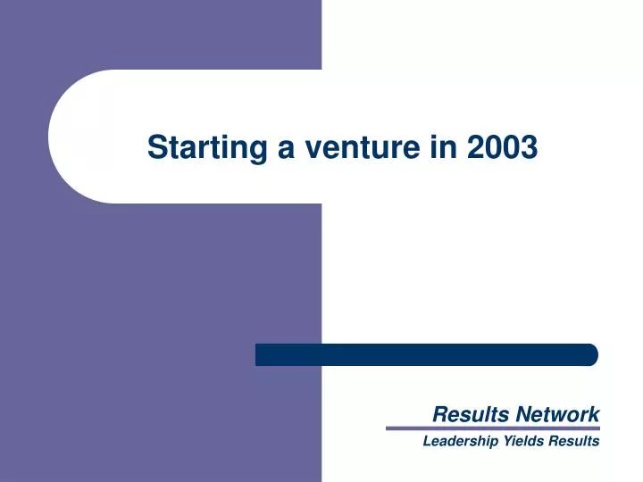 starting a venture in 2003