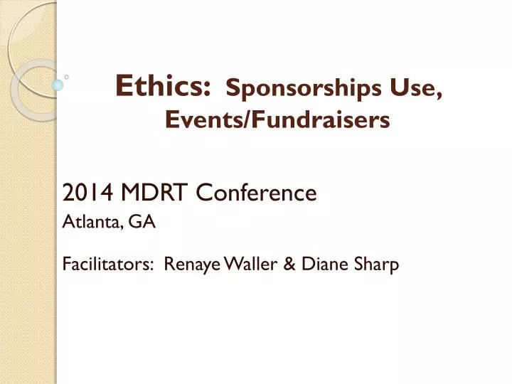 ethics sponsorships use events fundraisers