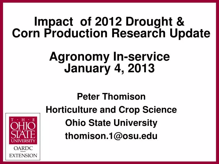 impact of 2012 drought corn production research update agronomy in service january 4 2013