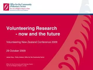 Volunteering Research 	- now and the future