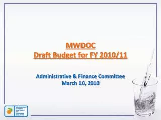 MWDOC Draft Budget for FY 2010/11